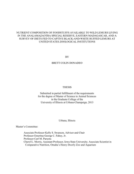 Nutrient Composition of Foodstuffs Available To