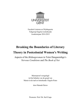 Breaking the Boundaries of Literary Theory in Postcolonial Women's
