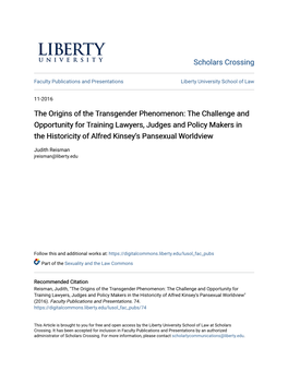 The Origins of the Transgender Phenomenon: the Challenge And