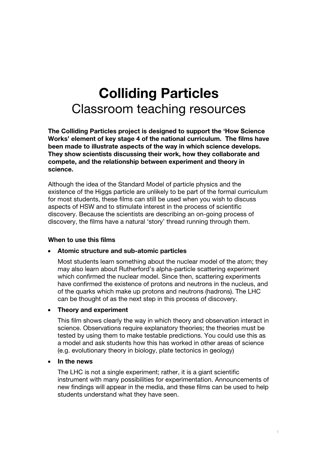 Colliding Particles Classroom Teaching Resources