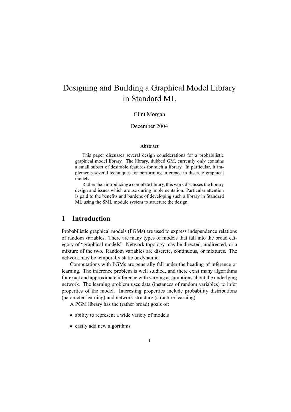 Designing and Building a Graphical Model Library in Standard ML