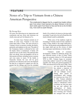 Notes of a Trip to Vietnam from a Chinese American Perspective
