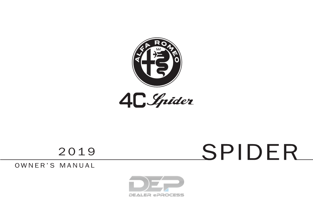 2019 Alfa Romeo 4C Spider Owner Manual