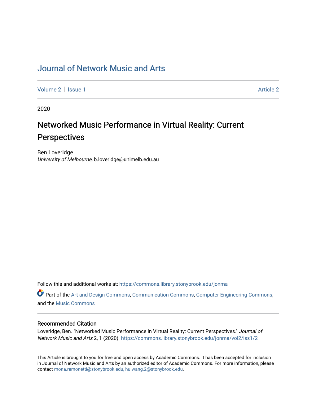 Networked Music Performance in Virtual Reality: Current Perspectives