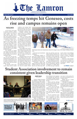 As Freezing Temps Hit Geneseo, Costs Rise and Campus Remains Open NICOLE SMITH Conditions and Warnings About ASSOC