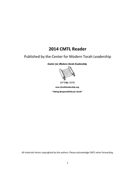 2014 CMTL Reader Published by the Center for Modern Torah Leadership
