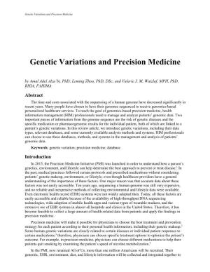 Genetic Variations and Precision Medicine