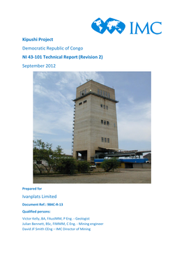 Kipushi Project Democratic Republic of Congo NI 43-101 Technical Report (Revision 2) September 2012