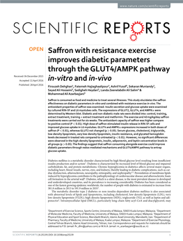 Saffron with Resistance Exercise Improves Diabetic Parameters