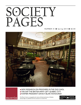 Society Pages Are Published with the Assistance of Canada Post