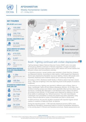 AFGHANISTAN Weekly Humanitarian Update (17 – 23 May 2021)