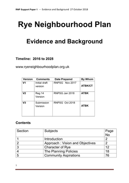 Rye NP – Evidence and Background (Oct 2018) (Pdf)