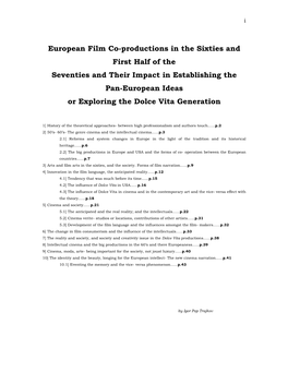 European Film Co-Productions in the Sixties and First Half of the Seventies and Their Impact