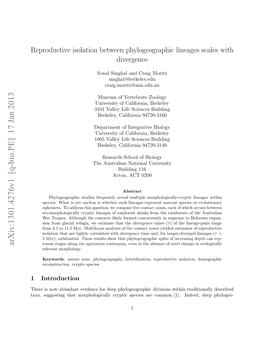 Reproductive Isolation Between Phylogeographic Lineages Scales with Divergence