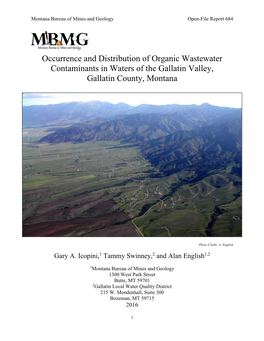 Occurrence and Distribution of Organic Wastewater Contaminants in Waters of the Gallatin Valley, Gallatin County, Montana