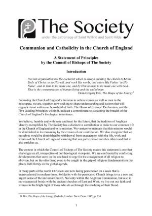 Communion and Catholicity in the Church of England