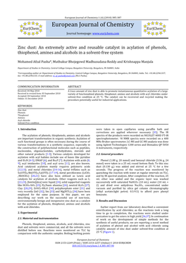 European Journal of Chemistry 1 (4) (2010) 385‐387