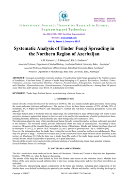 Systematic Analysis of Tinder Fungi Spreading in the Northern Region of Azerbaijan