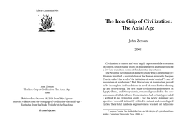 The Iron Grip of Civilization: the Axial Age