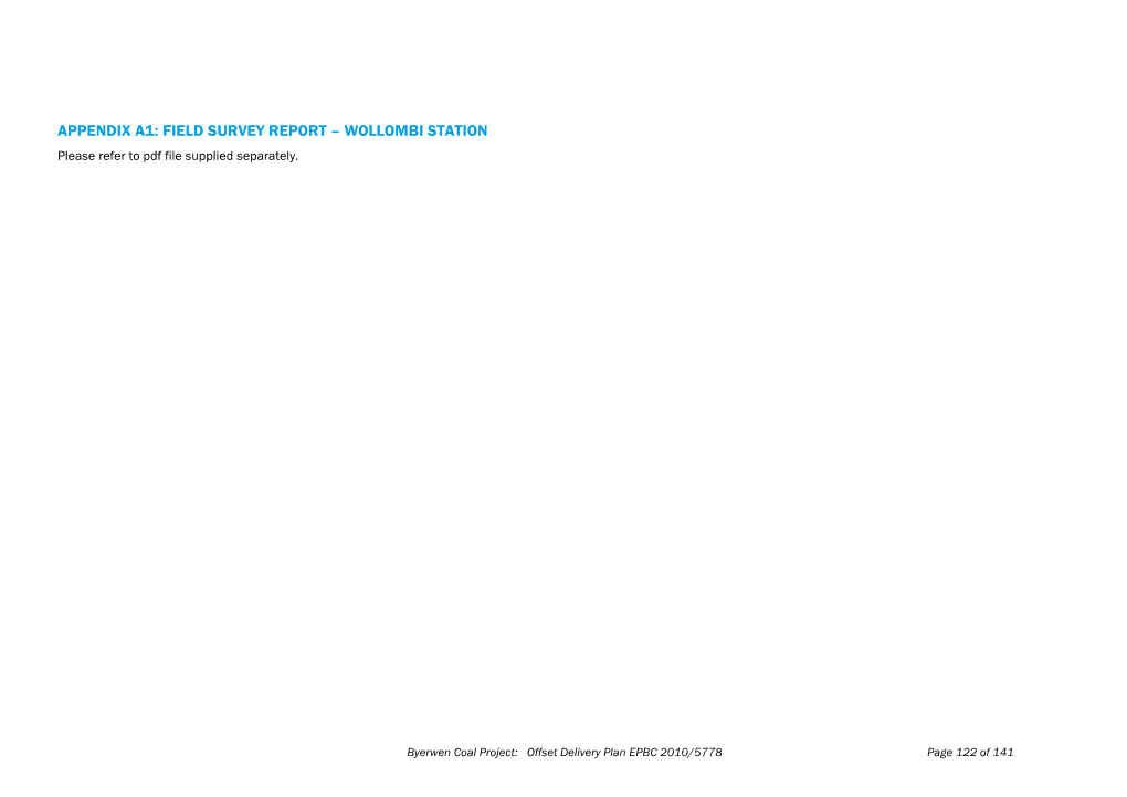 APPENDIX A1: FIELD SURVEY REPORT – WOLLOMBI STATION Please Refer to Pdf File Supplied Separately