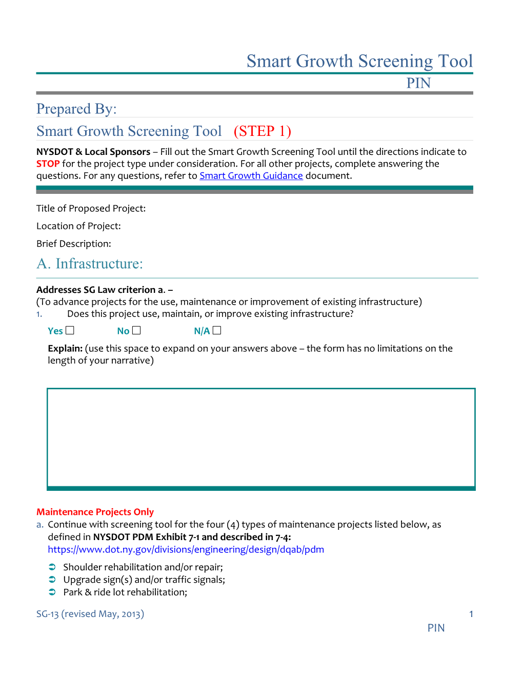 Smart Growth Screening Tool