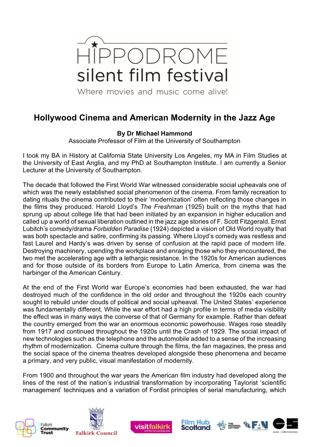 Hollywood Cinema and American Modernity in the Jazz Age