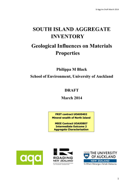 SOUTH ISLAND AGGREGATE INVENTORY Geological Influences on Materials Properties