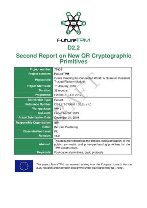 D2.2 Second Report on New QR Cryptographic Primitives