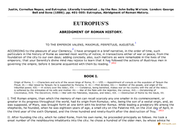 Eutropius, Abridgment of Roman History (Historiae Romanae