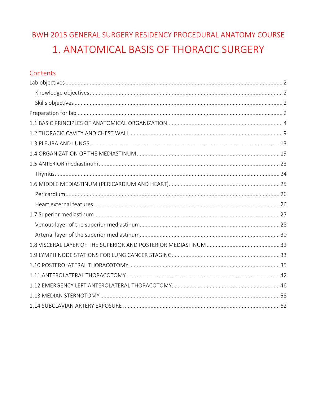 1. Anatomical Basis of Thoracic Surgery