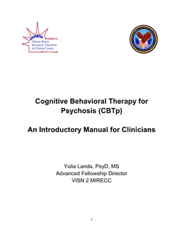 Cognitive Behavioral Therapy for Psychosis (Cbtp) an Introductory