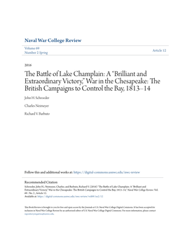 The Battle of Lake Champlain: a “Brilliant and Extraordinary Vict BOOK REVIEWS 133