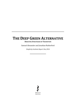 The Deep Green Alternative Debating Strategies of Transition