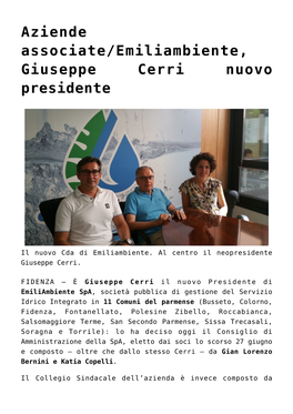 Aziende Associate/Emiliambiente, Giuseppe Cerri Nuovo Presidente