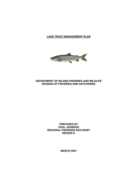 Lake Trout Management Plan