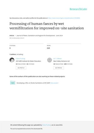 Processing of Human Faeces by Wet Vermifiltration for Improved On-Site Sanitation