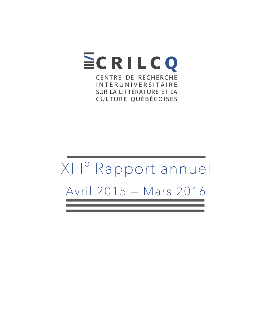 XIII Rapport Annuel