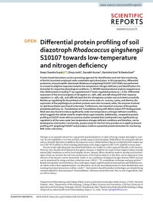 Differential Protein Profiling of Soil Diazotroph Rhodococcus