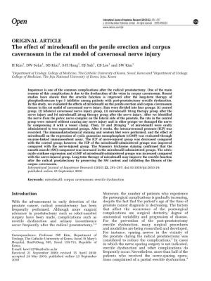 The Effect of Mirodenafil on the Penile Erection and Corpus Cavernosum in the Rat Model of Cavernosal Nerve Injury