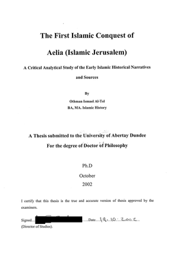 The First Islamic Conquest of Aelia (Islamic Jerusalem)