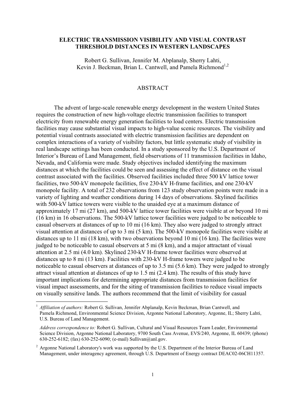 Electric Transmission Visibility and Visual Contrast Threshold Distances in Western Landscapes