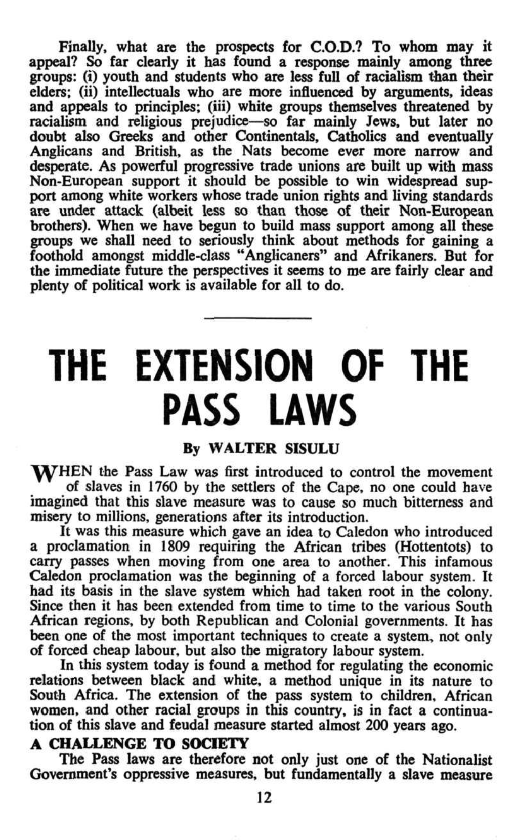 The Extension of the Pass Laws