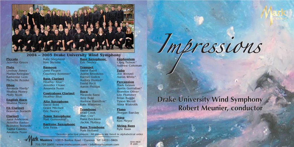 Impressions Drake University Wind Symphony Robert