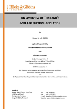 An Overview of Thailand's Anti-Corruption Legislation
