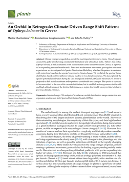 Climate-Driven Range Shift Patterns of Ophrys Helenae in Greece