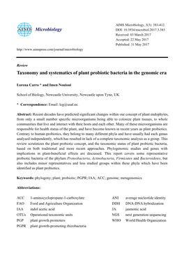 Taxonomy and Systematics of Plant Probiotic Bacteria in the Genomic Era