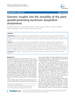 Genomic Insights Into the Versatility of the Plant Growth-Promoting Bacterium Azospirillum Amazonense