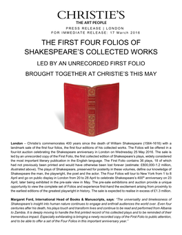 The First Four Folios of Shakespeare's Collected