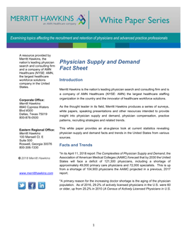 Physician Supply and Demand Fact Sheet