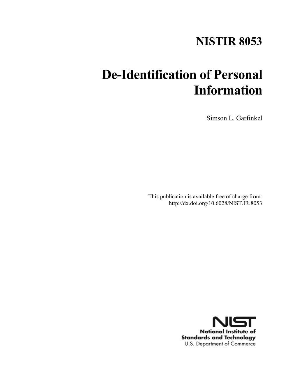 De-Identification of Personal Information